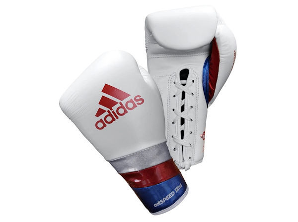 Adidas Boxing Pro Range Adispeed Leather Gloves Lace White Red